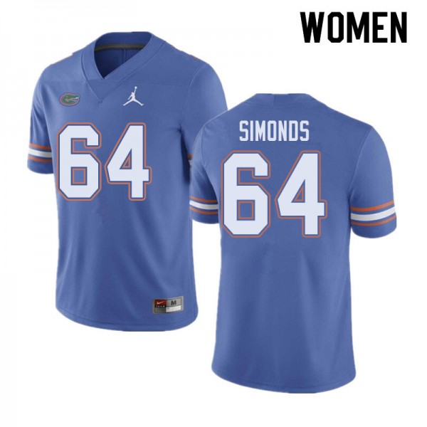 Jordan Brand Women #64 Riley Simonds Florida Gators College Football Jersey Blue